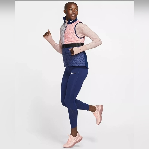 Women’s Nike Aerolayer  Running Vest Void/Atmosphere Grey Size S - Picture 6 of 16